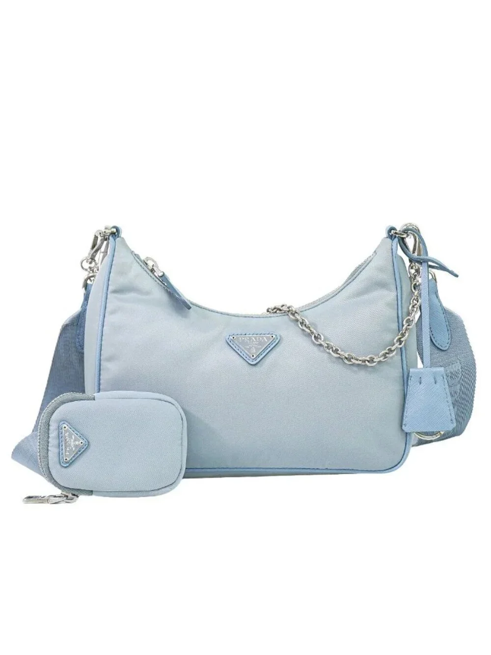 Prada Re Edition 2-Way Shoulder Bag Pochette Nylon Light Blue